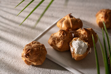 eclairs with buttercream, place for text