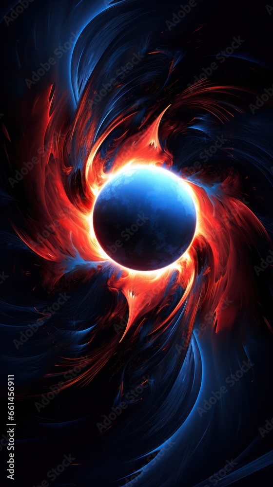 Poster surreal lunar scene in digital art: abstract cosmic patterns and colors