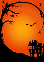 halloween background with house