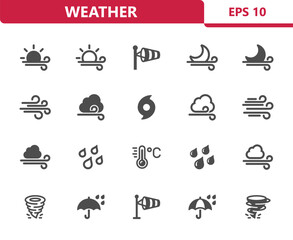 Weather Icons - Forecast, Wind, Windy, Storm, Tornado Vector Icon