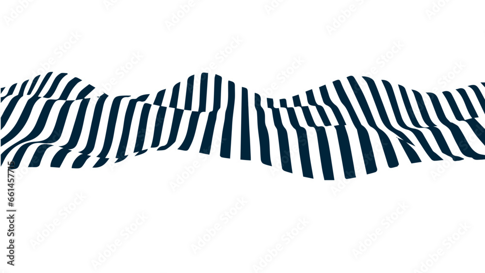 Aufkleber black and white abstract wave. optical illusion. twisted vector illustration.