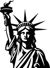 Statue of liberty silhouette. Black and white laser cutting vector template.