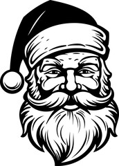 Santa claus silhouette. Black and white laser cutting vector template.