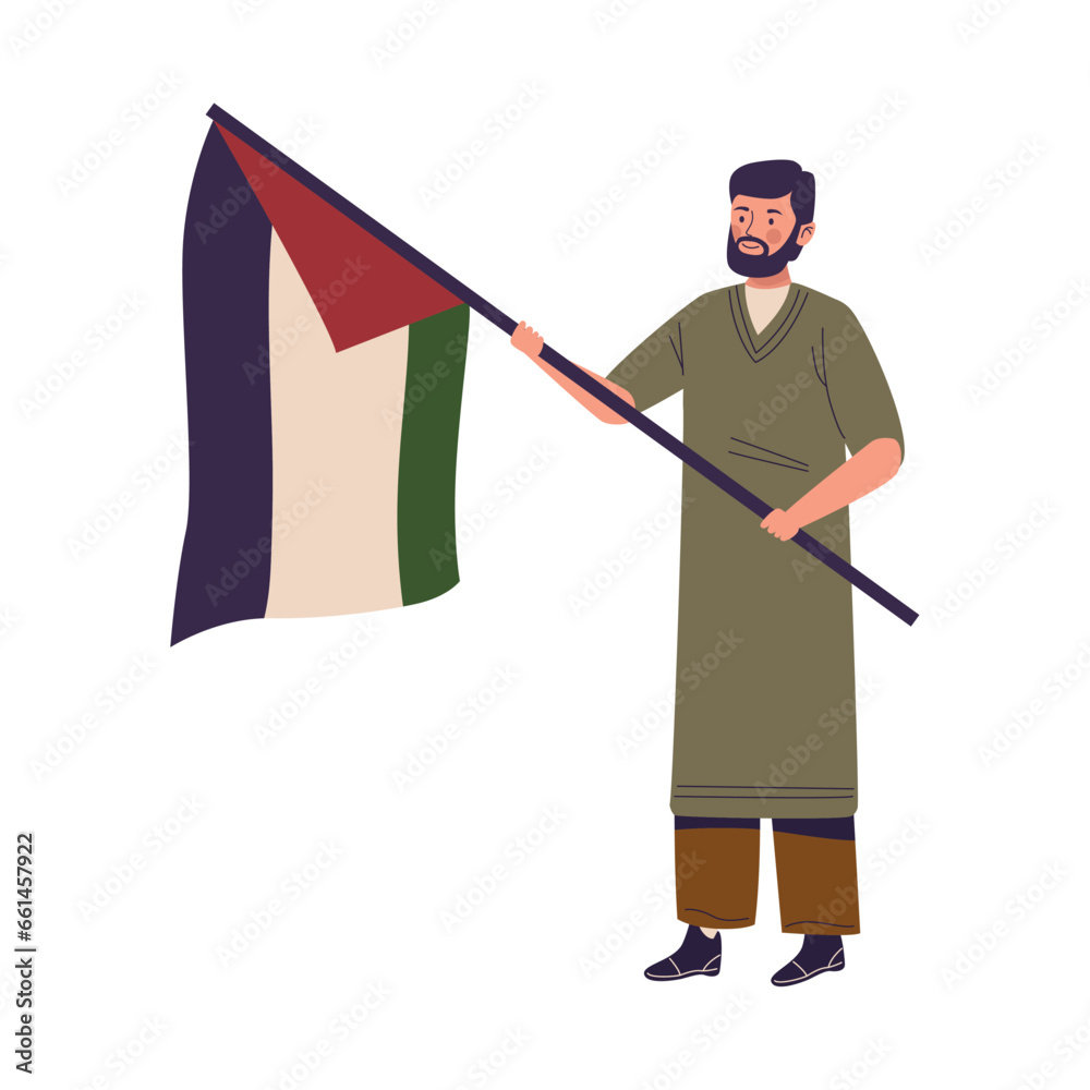 Wall mural palestine man waving flag