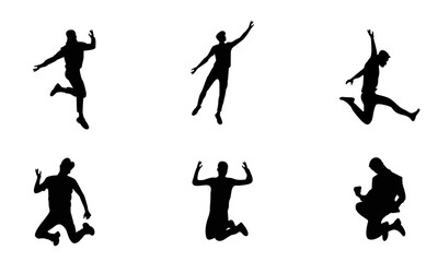 jumping an clebrating man silhouettes