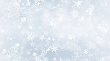 Naklejka na ściany i meble White snowflakes on a plain white or blue background, highlighting their unique symmetrical patterns. SEAMLESS PATTERN. SEAMLESS WALLPAPER.