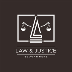 LAW & JUSTICE VECTOR LOGO DESIGN WITH MODERN LETTER CONCEPT