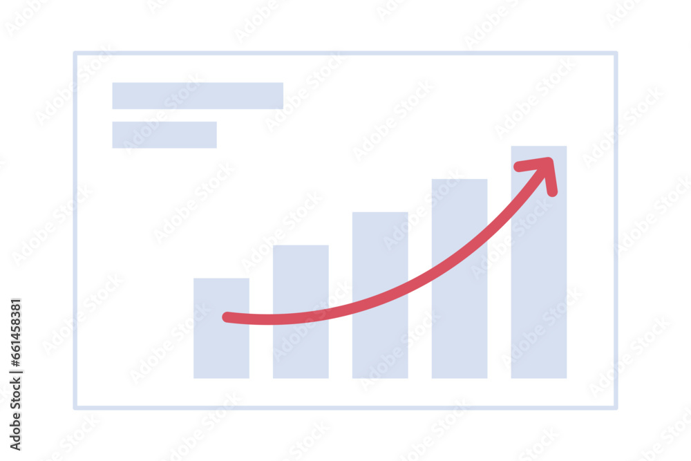Poster bar graphs arrow rising up 2d cartoon object. performance charts isolated vector item white backgrou