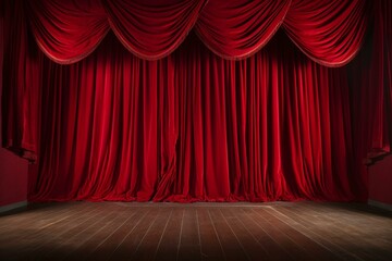 Red stage curtain. Generative AI