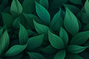 Abstract wallpaper with green leaves. Generative AI