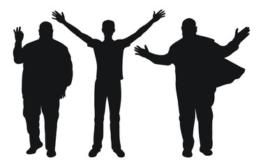 Image male silhouettes. People, human, person, man, men, guy, boy. Viewer, friends, spectators, audience, applause, group, crowd