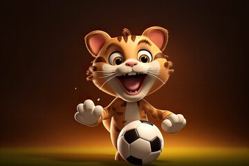 Petfluencers - The Cat's Vision Realized: From Dreamer to Soccer Star on Brown Background