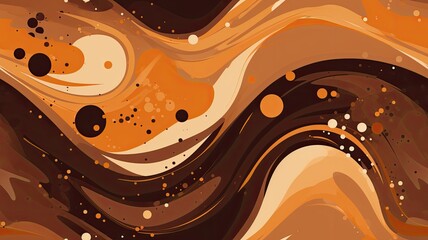 coffee and chocolate splashes into an inviting seamless pattern on a brown background. The image...