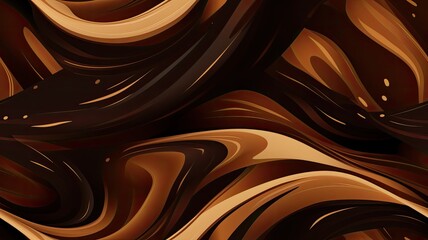 coffee and chocolate splashes into an inviting seamless pattern on a brown background. The image radiate warmth and comfort.