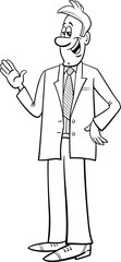 happy businessman in suit cartoon illustration coloring page