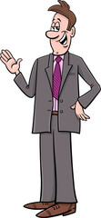 happy businessman in suit cartoon illustration
