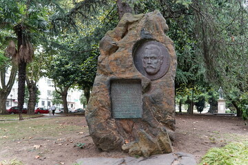 Monolith dedicated to Pablo Iglesias, founder of the PSOE and the UGT, located in the Cant&oacute;n de Mol&iacute;ns de Ferrol Ferrol, Galicia, Spain 08092023