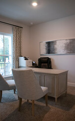 Home Office with Desk Chairs and Printer Portrait