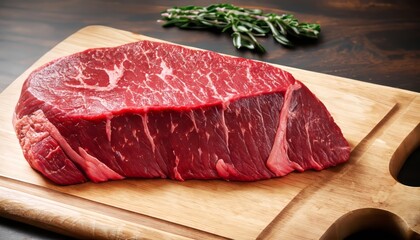 Raw beef steak on cutting board - obrazy, fototapety, plakaty