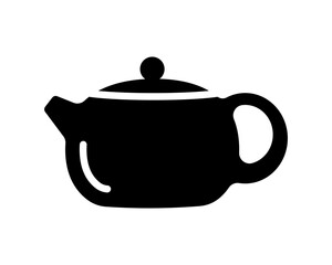 Black teapot. Traditional ceramic chinese and japanese pot with spout and handle for aromatic tea and coffee for relaxation and vector ceremonies