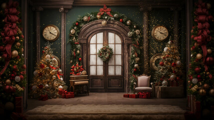 Fototapeta na wymiar Christmas room decorated