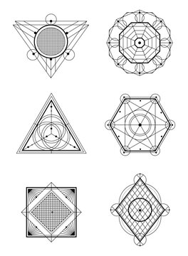 Sacred geometry set in black colour