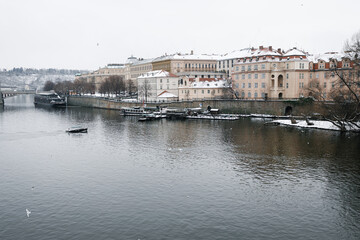 Fototapeta na wymiar Prague historical beautiful Landmarks in Pictures in winter time