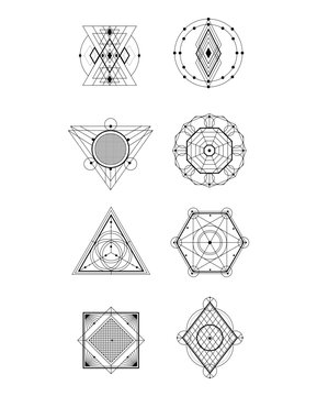 Sacred geometry set in black colour