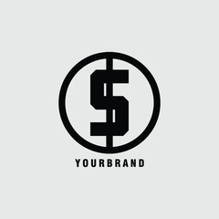 minimalist black abstract letter S geometric shape vector company icon logo design concept