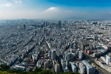 Fototapeta premium A view of modern cities, buildings, and the sky. Generative AI