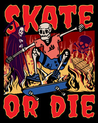 Fototapeta na wymiar Skull Skate Vector Art, Illustration and Graphic