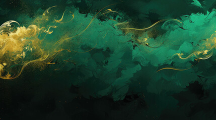 Fototapeta premium Emerald Green and Sparkling Gold Gritty Background 