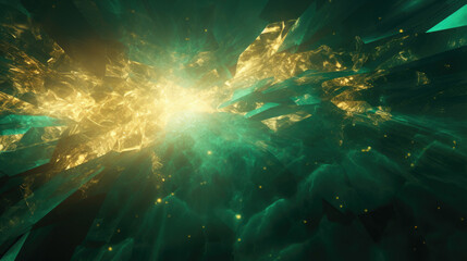 Fototapeta premium Emerald Green and Sparkling Gold Gritty Background Created with Generative AI