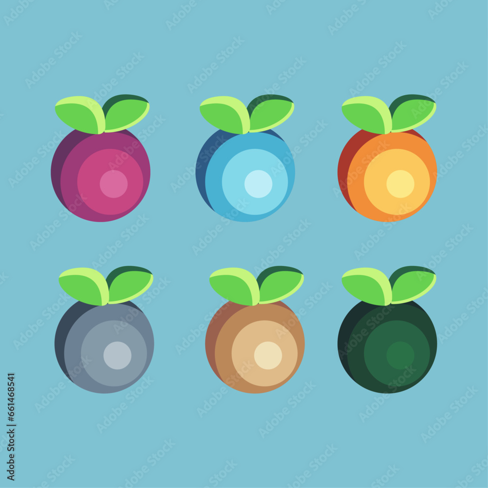 Poster flat design sets of gold star with variation color item asset. simple bits of star on flat style. pe