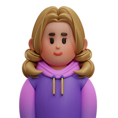 3D Long Hair Female Avatar Character