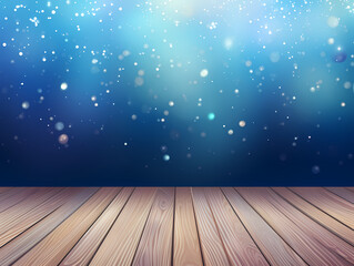 A Wooden Floor With Blue And White Lights