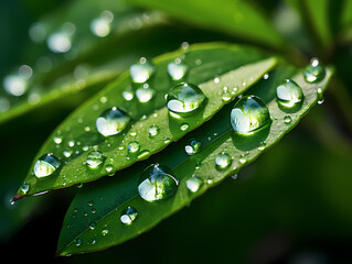 Water Droplets On A Leaf