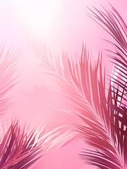 Fototapeta na wymiar A Pink Background With Palm Leaves