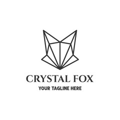 Geometric Modern Gem Stone Diamond Fox Dog Wolf Head Line Outline Logo Design