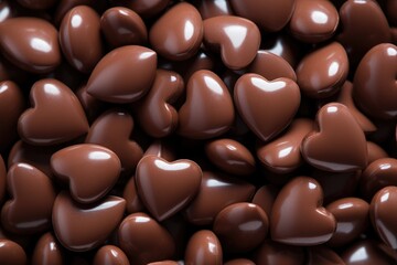 Chocolate candies in heart shape texture, AI Generated