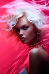 Fototapeta premium blonde woman beauty portrait, abstract post production effects, creative glamour face shot