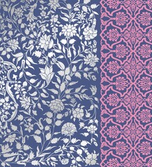 wedding card design, traditional paisley floral pattern , royal India	