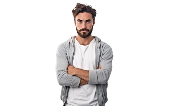Creative Confidence A Male Artist Resolute Pose with Folded Arms Isolated on a Transparent Background PNG.