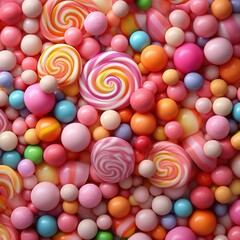 Fototapeta na wymiar colorful candies texture, AI Generated