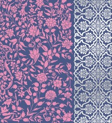 wedding card design, traditional paisley floral pattern , royal India	