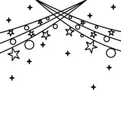 Hanging Moon and Stars. Vector Hanging Decoration