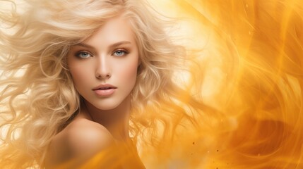 blonde woman beauty portrait, abstract post production effects, creative glamour face shot
