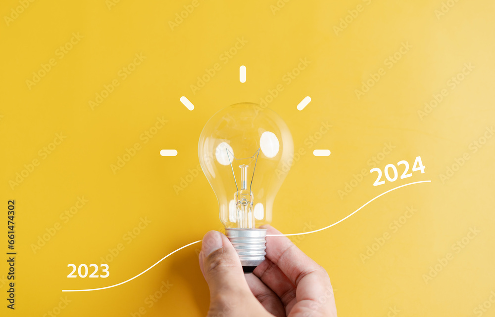 Fototapete idea creative progress from 2023 to 2024 to countdown merry christmas and happy new year, planning a