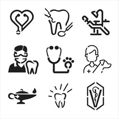 set of icons for business and medicine