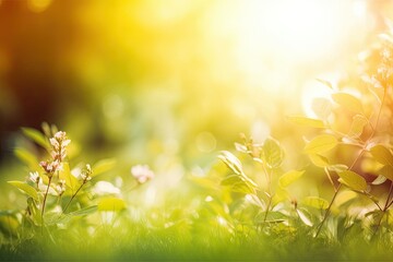 Vibrant summer meadow under sun. Meadow in full bloom. Bright and fresh scene. Nature canvas. Colorful spring in full sunlight. Garden of light. Sunny spring abloom